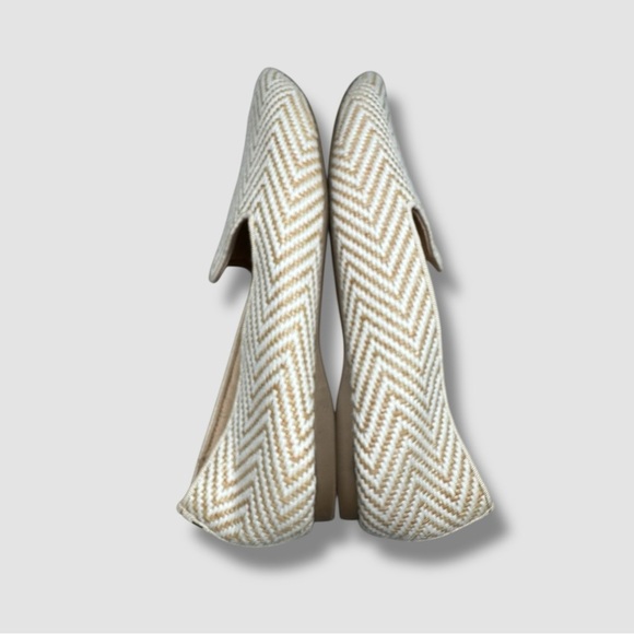 Birdies Heron Woven Loafers Size 7 Chevron Chai White Tan Closed Toe - Picture 9 of 12